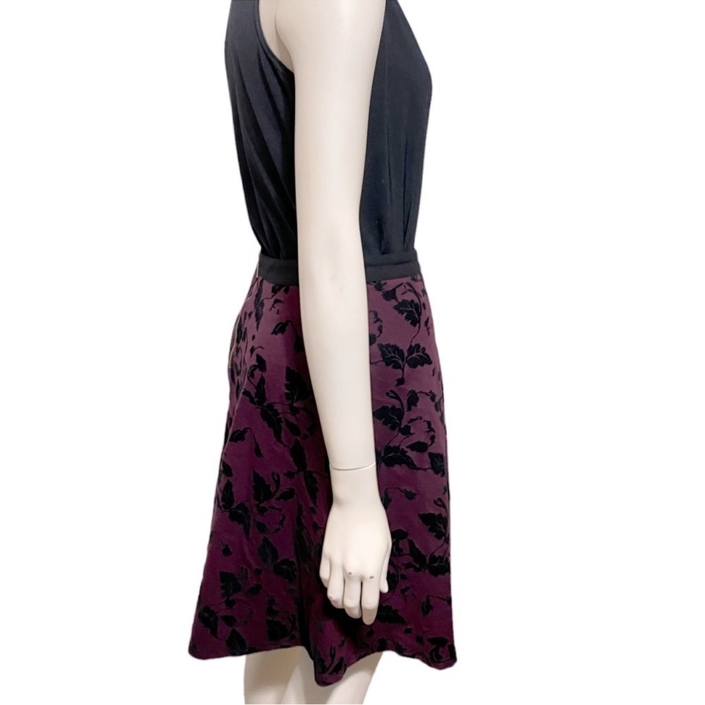 Carmen Marc Valvo Purple Black Velvet Leaf Fall Winter Party Skirts Size 6 - Picture 11 of 11
